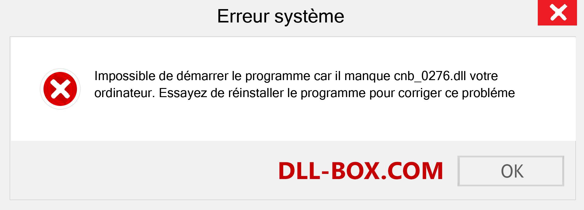 Le fichier cnb_0276.dll est manquant ?. Télécharger pour Windows 7, 8, 10 - Correction de l'erreur manquante cnb_0276 dll sur Windows, photos, images